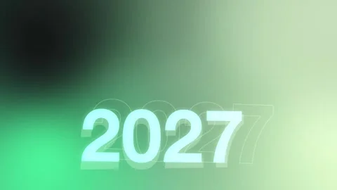 Soft green white gradient background with layered glowing 2027 New Year numbers Stock Footage 341857153