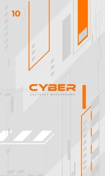 Soft grey and orange cyber poster template. Abstract futuristic technology Stock Illustration