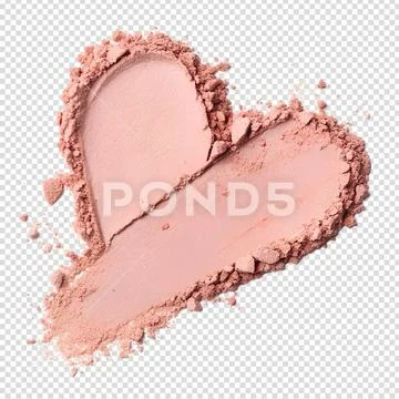 Soft heart-shaped blush swatch on transparent background PSD Template