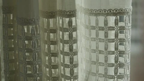 Soft House Curtains Moving in Sunlight Cozy Interior Scene 動画素材 332826039