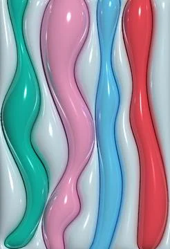 Soft inflate shiny lines, 3D rendering illustration Stock Illustration