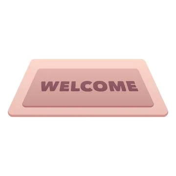 Soft interior doormat, rectangular, beige, with the inscription "Welcome." Ilustración de archivo