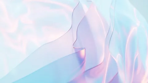 Soft iridescent fabric layers flowing with gentle pink and blue light Video stock 327342728