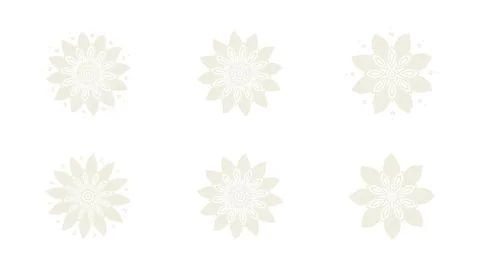 A soft ivory floral mandala pattern repeats across a clean white background.. 스톡 일러스트