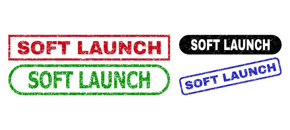 SOFT LAUNCH Rectangle Watermarks Using Grunge Style Stock Illustration