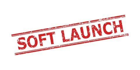 SOFT LAUNCH Watermark with Corroded Surface and Double Parallel Lines Stock Illustration