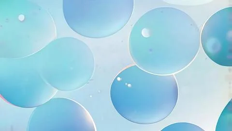 Soft Light Blue Abstract Geometric Background with Bokeh and Bubbles Stock Illustration
