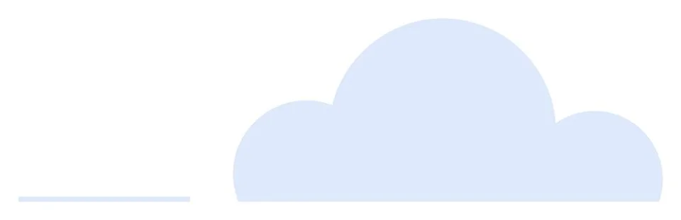 Soft Light Blue Cloud with Horizontal Line on White Background Illustrazione stock