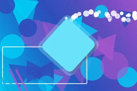 A soft light-blue diamond sits in a thin outlined frame amid purple and blu.. Stock Illustration