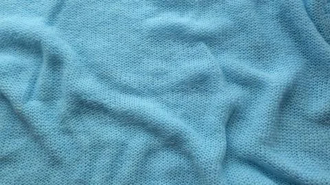 Soft Light Blue Knitted Wool Fabric Texture With Gentle Waves Stock Photos