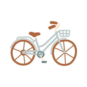 Soft light blue retro bicycle with front basket and rear rack vector Illustrazione stock