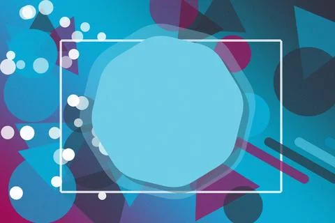 A soft light-blue rounded circle fills a thin outlined rectangle against co.. Illustrazione stock