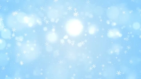 Soft Light Blue Winter Background with Snowflakes and Bokeh Particles Animation. Stock Footage 320745667