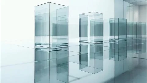 Soft Light Reflections on Moving Glass-Like Shapes Stock Footage 286981394
