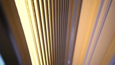 Soft Light Shadow Dance on Vertical Blinds 스톡 동영상 307398923