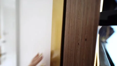 Soft Light Through an Elegant Sliding Door Video stock 307399015