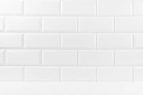 Soft light white abstract scene with white glossy ceramic rectangle tiles on  Stock Photos