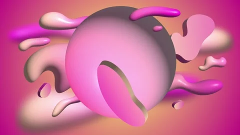 Soft liquid style 2026 elements with pink spherical splash Stock Footage 321131574