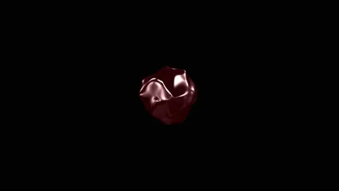 Soft metal ball, deformation, changes on a black background, red brown color Stock Footage 175245847