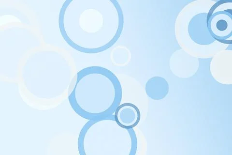 Soft minimal abstract background with layered blue circles and bubbles, cre.. Illustrazione stock