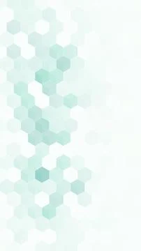 Soft mint and turquoise hexagons form a vertical abstract network on the le.. Stock Illustration