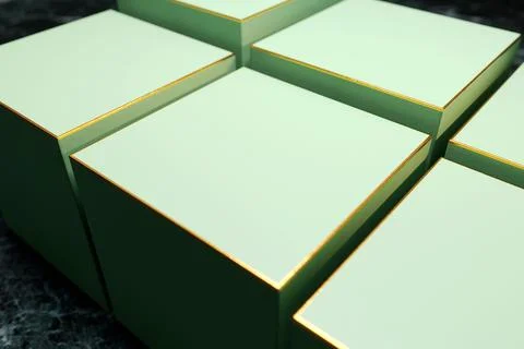 Soft mint green painted boxes with gold edge Stock Illustration