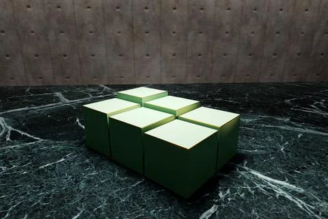 Soft mint green painted boxes with gold edge Stock Illustration