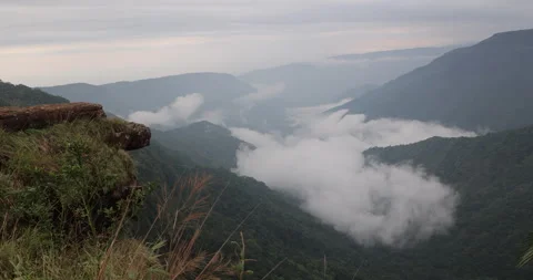 Soft mist drifts through the lush hills of Meghalaya 스톡 동영상 335617461