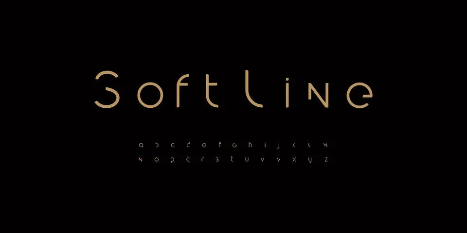 Soft monoline font alphabet with rounded minimal character for boutique branding Stock Illustration