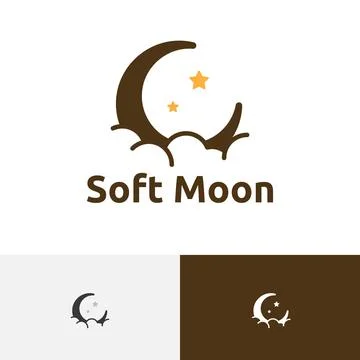 Soft Moon Cloud Crescent Stars Sky Night Space Logo Stock Illustration