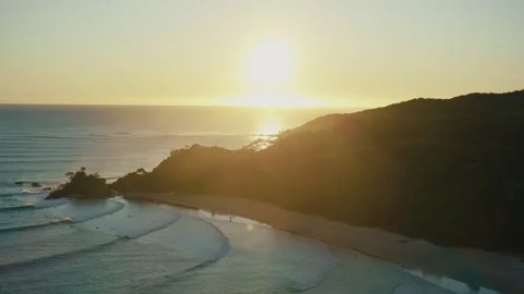 Soft Morning Light Over Byron Bay Shore Stock Footage 327844832