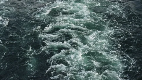 Soft Motion of Ocean Wake from Ship in Cinematic Twilight Slow Motion Vidéo 309421628