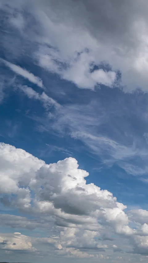 Soft moving clouds in a blue sky create a calm and relaxing atmosphere. Ideal Stock Footage 335311756