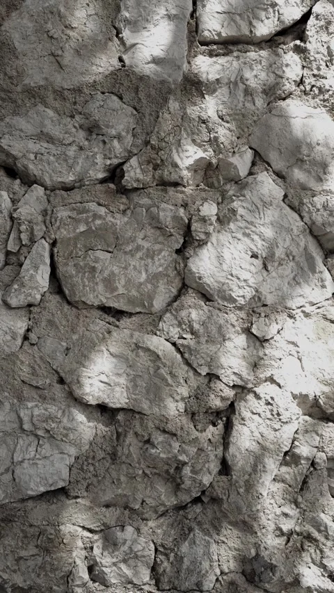 Soft moving shadows of tree leaves on an ancient stone wall Stock Footage 345152981