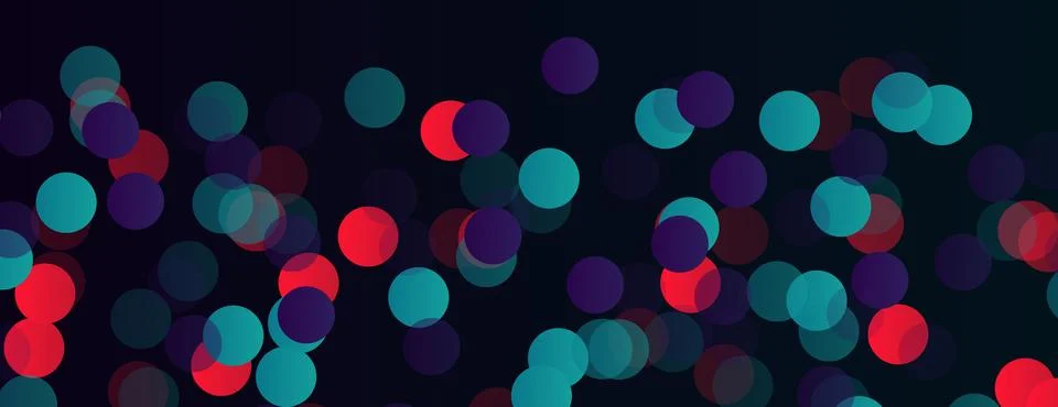 Soft multicolor bokeh lights on dark festive background Stock Illustration