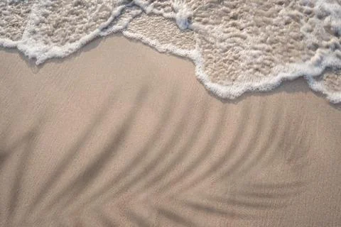 Soft ocean wave on tropical sandy beach in summer Stock Photos