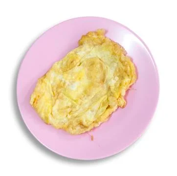 Soft omelet on pink plate Stock Photos
