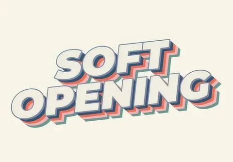Soft opening text in 3d style on light background Stock Illustration