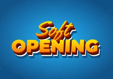 Soft opening. Text effect for digital ads with 3D style Illustrazione stock