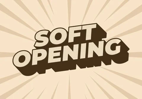 Soft opening. Text effect for digital ads with 3D style Illustrazione stock