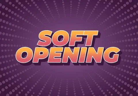 Soft opening. Text effect for digital ads with 3D style Illustrazione stock
