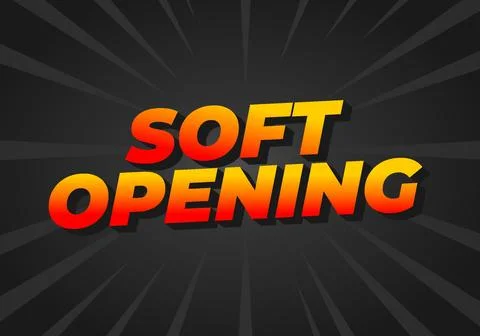 Soft opening. Text effect for digital ads with 3D style Illustrazione stock