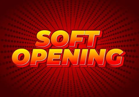 Soft opening. Text effect for digital ads with 3D style Stock-Illustration