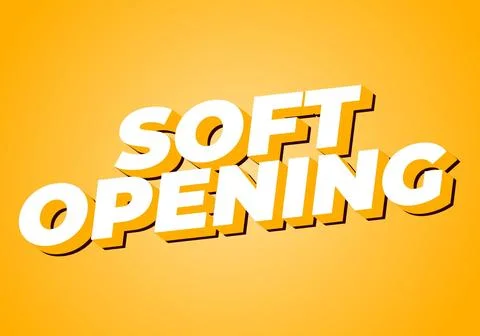 Soft opening. Text effect for digital ads with 3D style Illustrazione stock