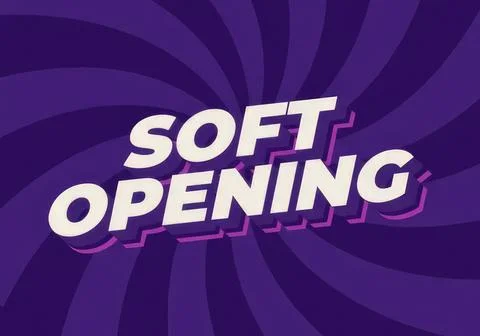 Soft opening text with purple and pink background effect Stock Illustration
