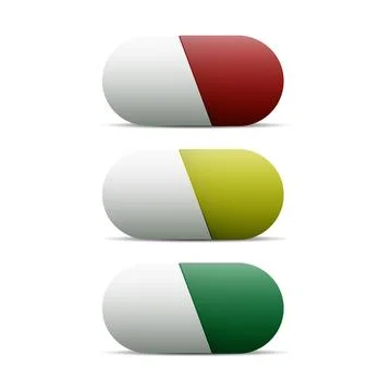 Soft oval colored pill set vector illustration Stock Illustration