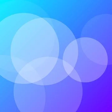 Soft overlapping circles with gradient blue background Stock Illustration