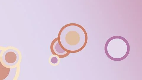 Soft overlapping circular outlines and pastel centers float over a lavender.. Ilustração Stock