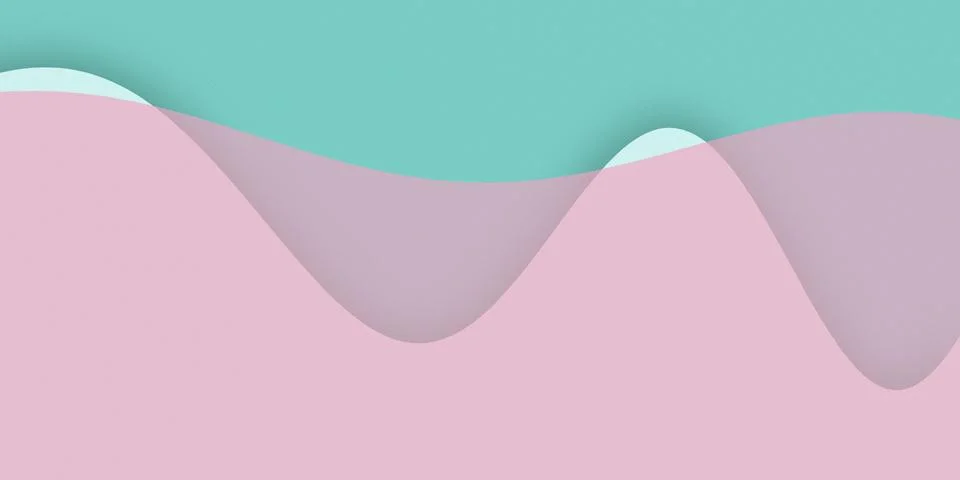 Soft overlapping curves create a calm, modern composition in muted turquois.. Stock Illustration