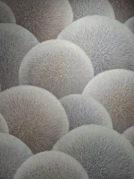 Soft overlapping spheres create an abstract pattern in grey and beige hues .. Stock Photos